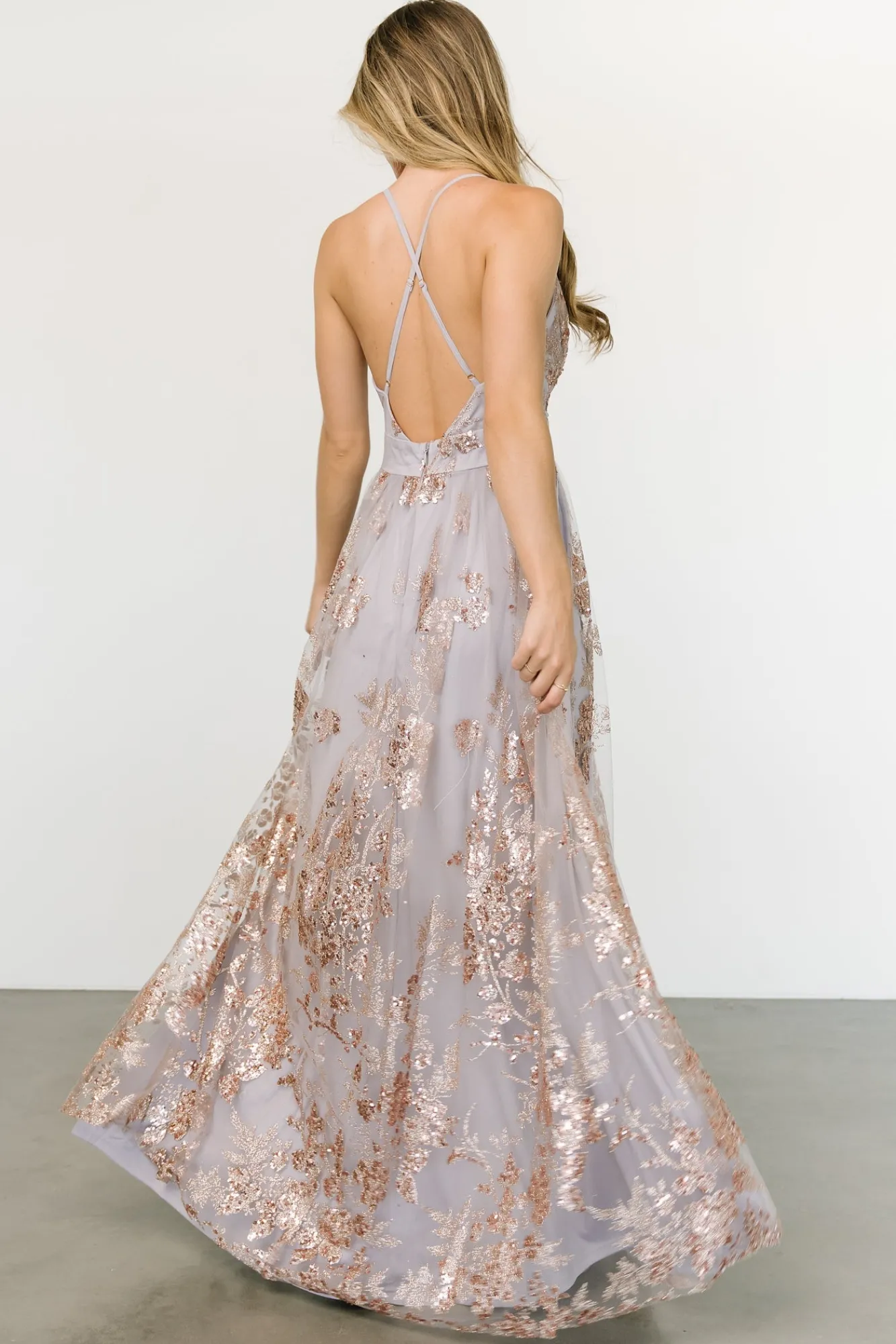 Baltic Born Lucienne Shimmer Maxi Gown | Dusty Lilac + Rose