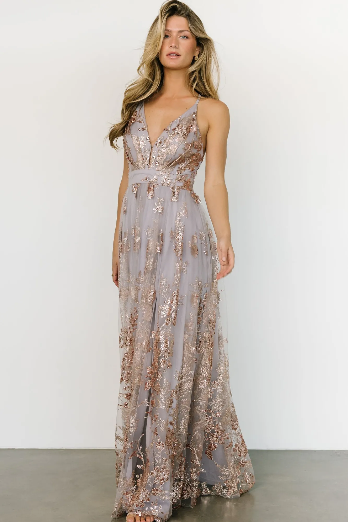 Baltic Born Lucienne Shimmer Maxi Gown | Dusty Lilac + Rose