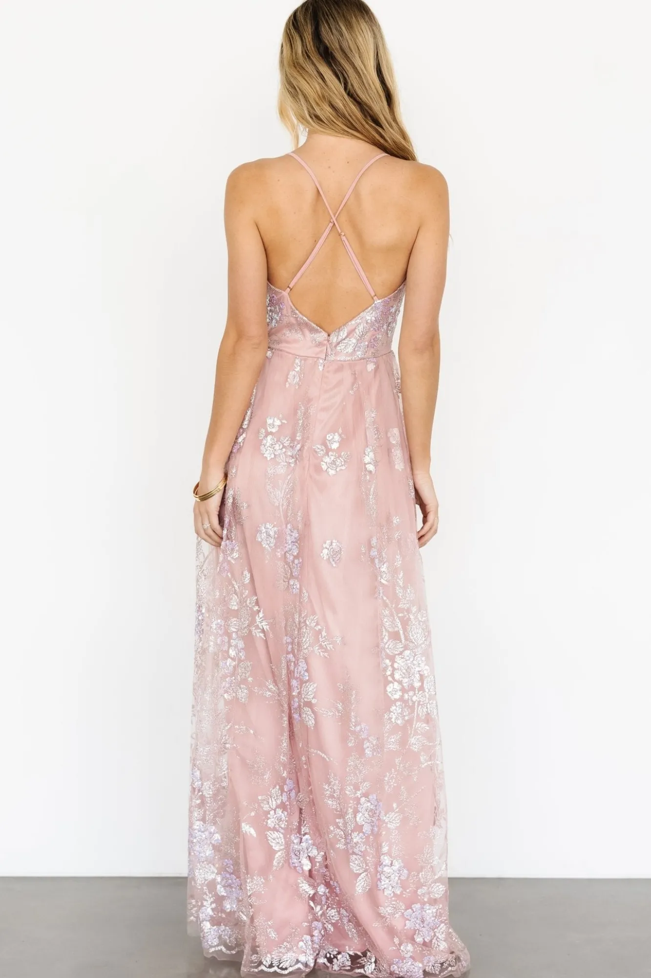 Baltic Born Lucienne Shimmer Maxi Gown | Blushing Rose