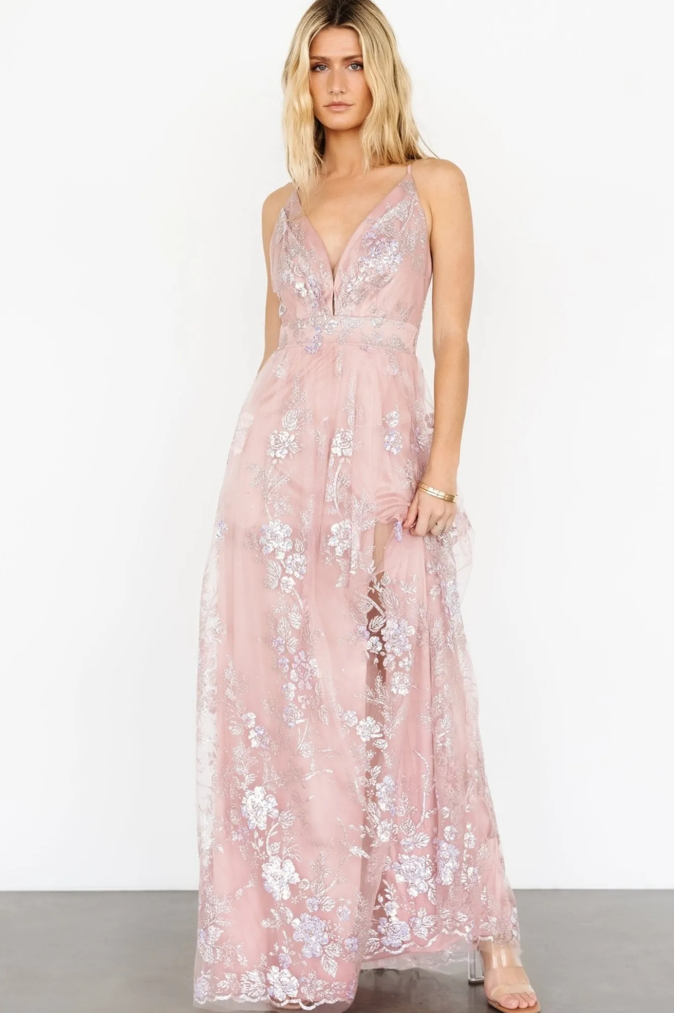 Baltic Born Lucienne Shimmer Maxi Gown | Blushing Rose