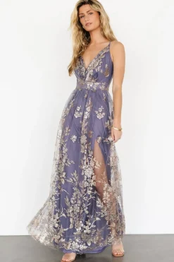Baltic Born Lucienne Shimmer Maxi Gown | Blue + Gold