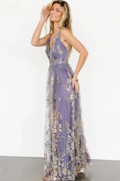 Baltic Born Lucienne Shimmer Maxi Gown | Blue + Gold