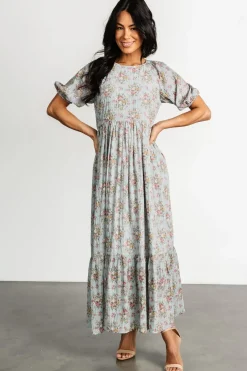 Baltic Born Lucinda Back Tie Dress | Dusty Blue Floral