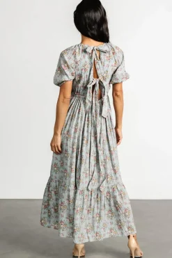Baltic Born Lucinda Back Tie Dress | Dusty Blue Floral
