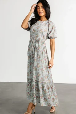 Baltic Born Lucinda Back Tie Dress | Dusty Blue Floral