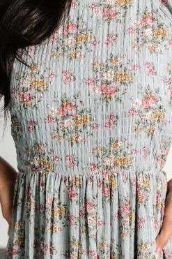 Baltic Born Lucinda Back Tie Dress | Dusty Blue Floral