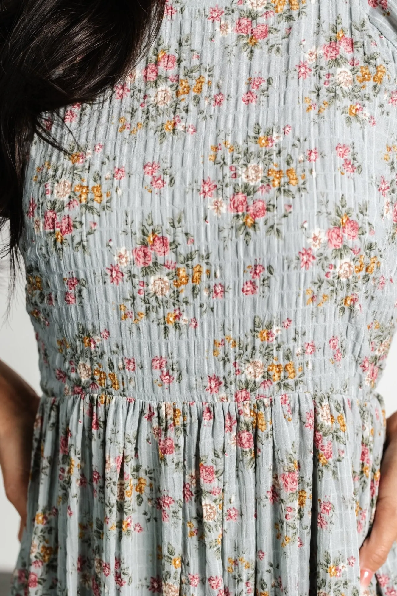 Baltic Born Lucinda Back Tie Dress | Dusty Blue Floral