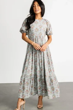 Baltic Born Lucinda Back Tie Dress | Dusty Blue Floral