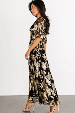 Baltic Born Lucy Sequin Dress | Black + Gold