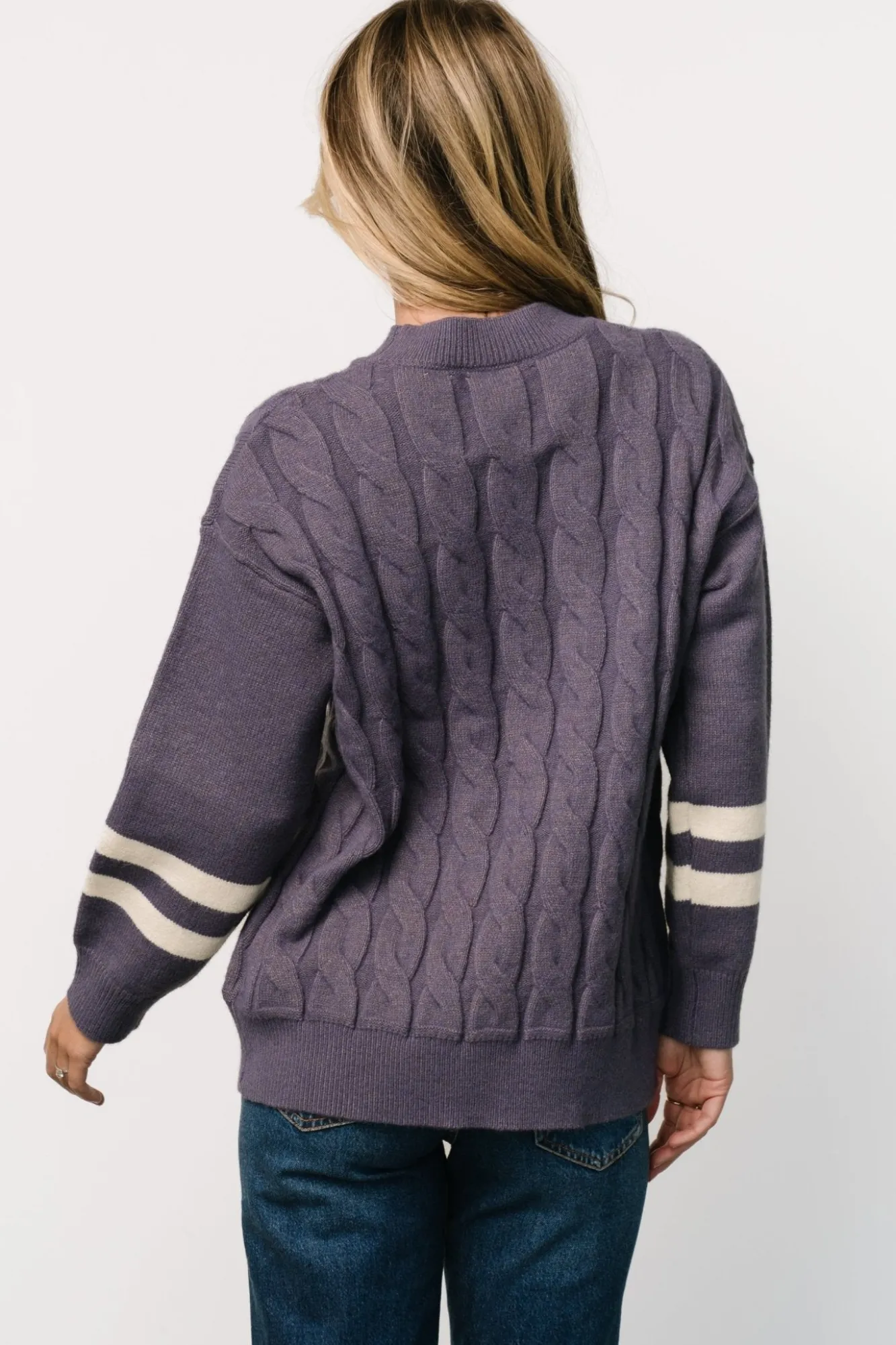Baltic Born Lund Cable Knit Sweater | Vintage Purple
