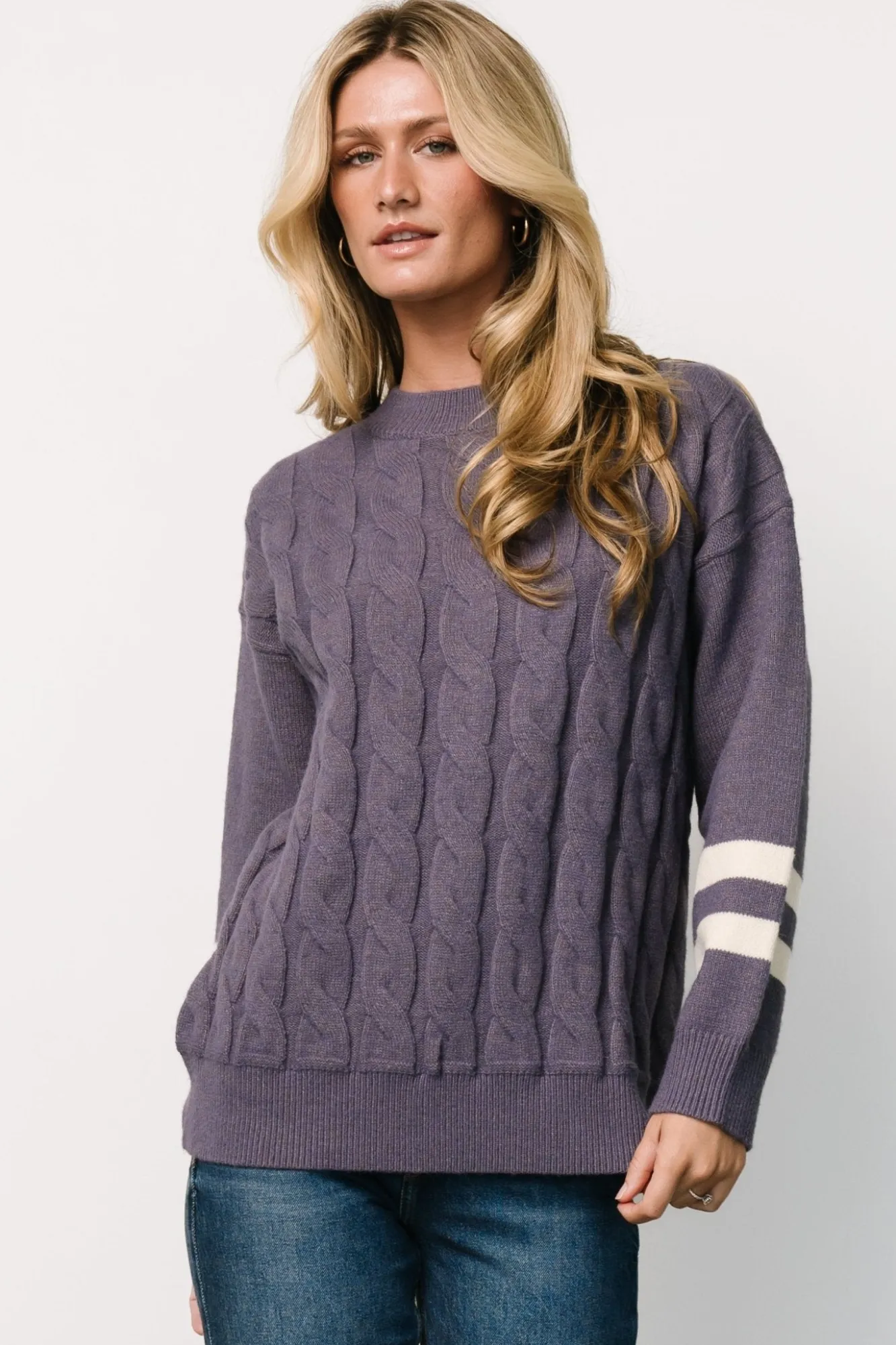 Baltic Born Lund Cable Knit Sweater | Vintage Purple