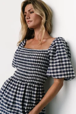Baltic Born Lyndy Smocked Dress | Off White + Blue Gingham