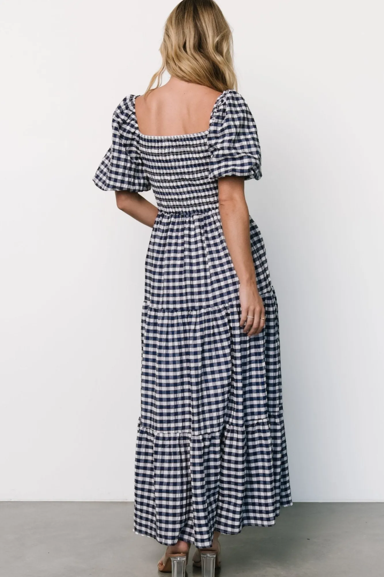 Baltic Born Lyndy Smocked Dress | Off White + Blue Gingham