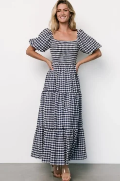 Baltic Born Lyndy Smocked Dress | Off White + Blue Gingham