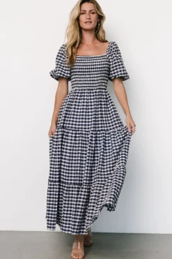 Baltic Born Lyndy Smocked Dress | Off White + Blue Gingham