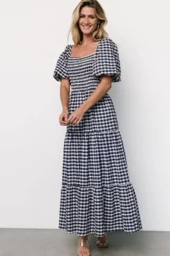Baltic Born Lyndy Smocked Dress | Off White + Blue Gingham