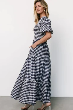 Baltic Born Lyndy Smocked Dress | Off White + Blue Gingham