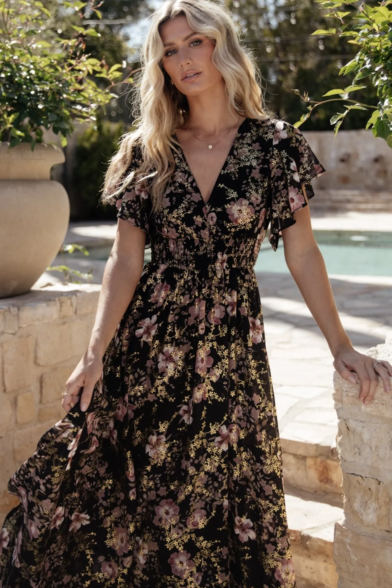 Baltic Born Lynlee Metallic Maxi Dress | Black + Mauve
