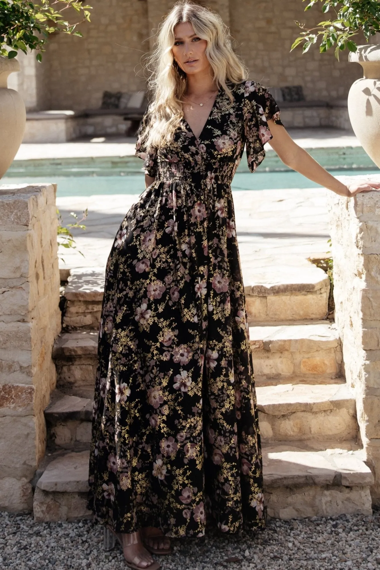 Baltic Born Lynlee Metallic Maxi Dress | Black + Mauve