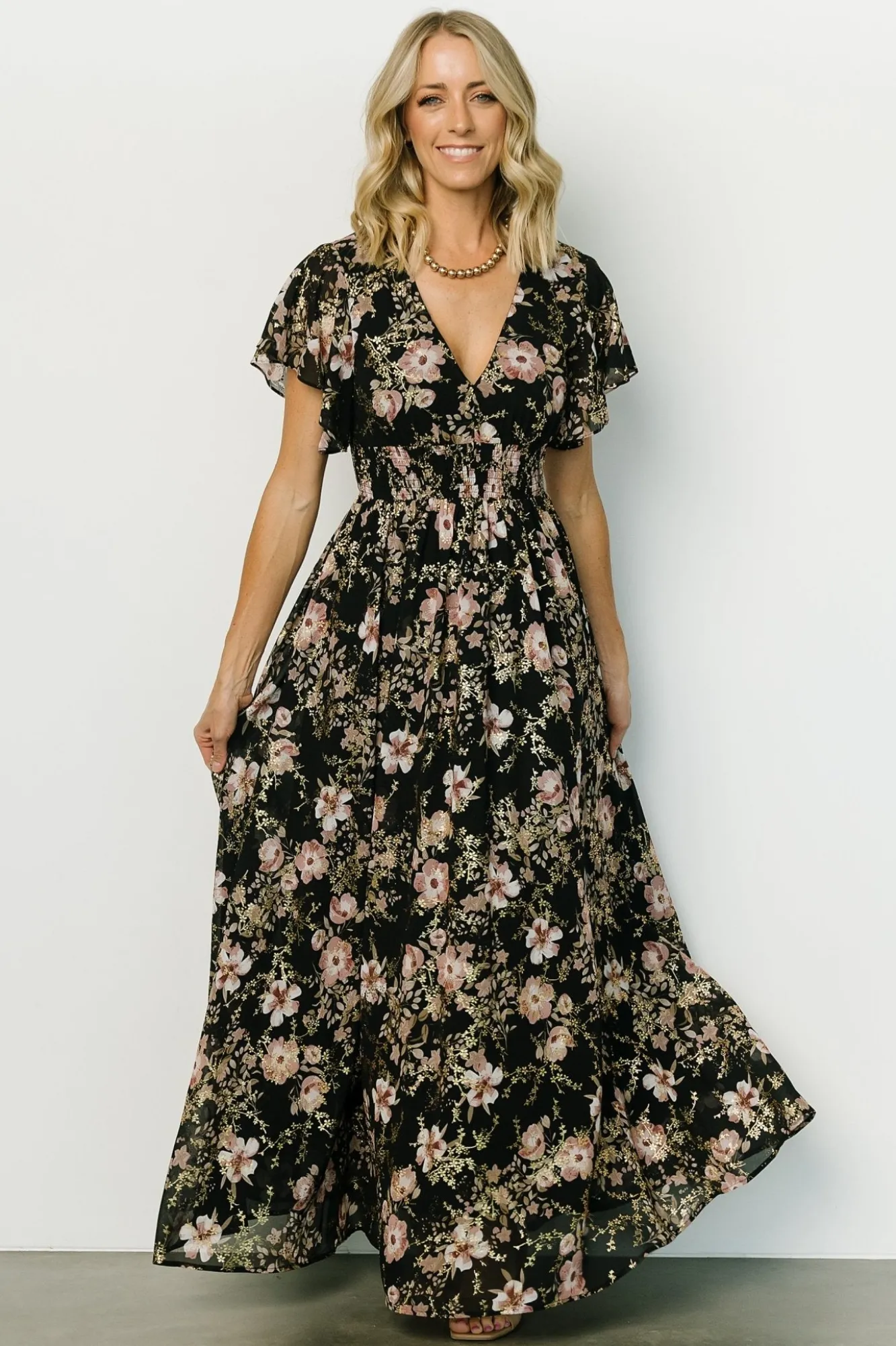 Baltic Born Lynlee Metallic Maxi Dress | Black + Mauve