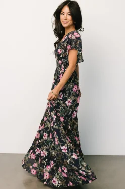 Baltic Born Lynlee Metallic Maxi Dress | Dark Blue + Pink