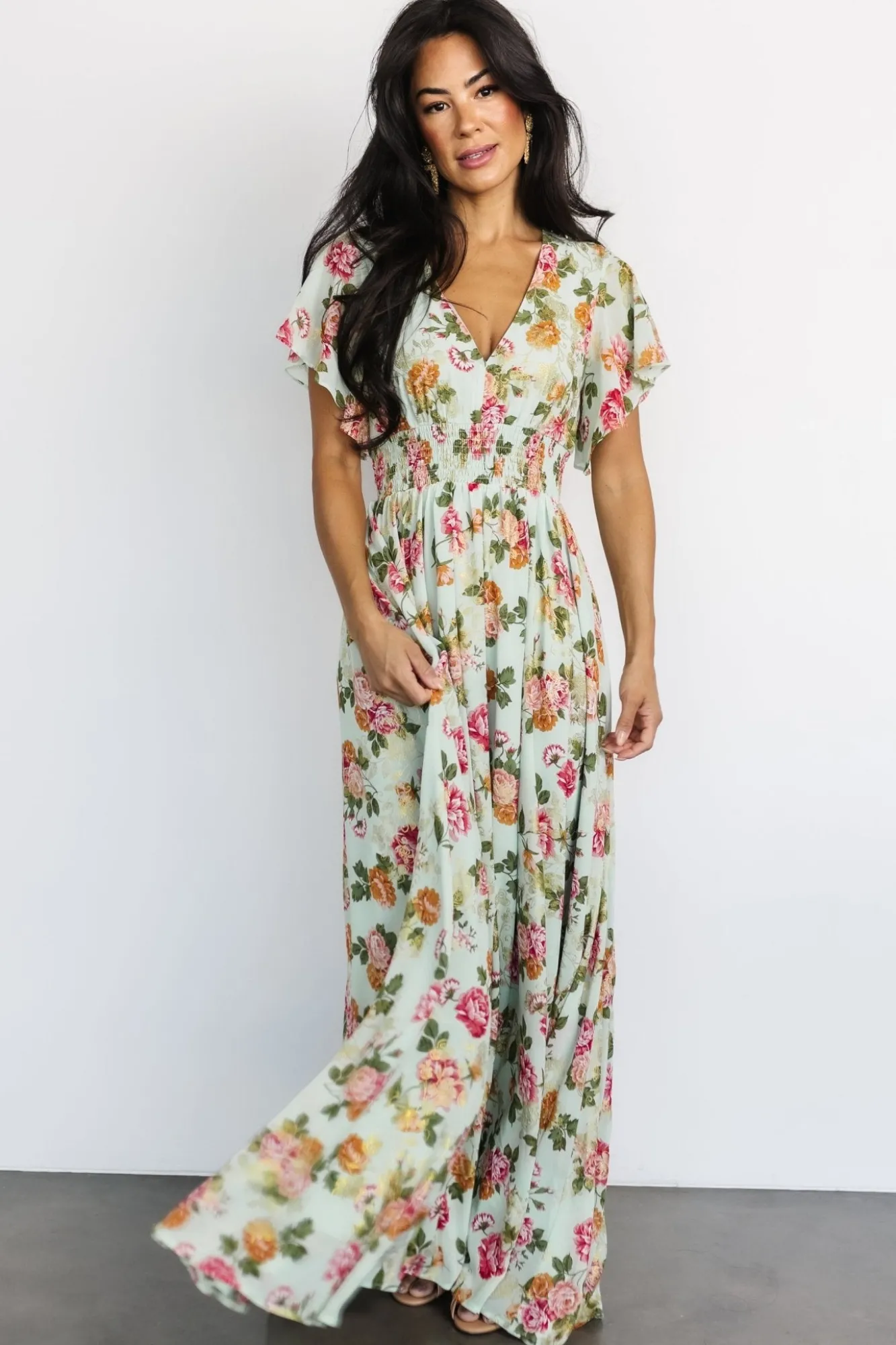 Baltic Born Lynlee Metallic Maxi Dress | Sage + Pink