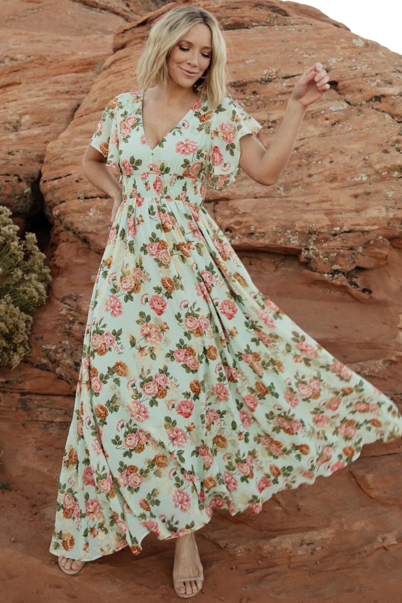 Baltic Born Lynlee Metallic Maxi Dress | Sage + Pink