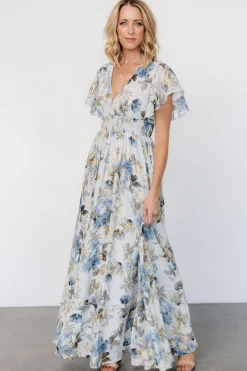 Baltic Born Lynlee Metallic Maxi Dress | Dusty Blue