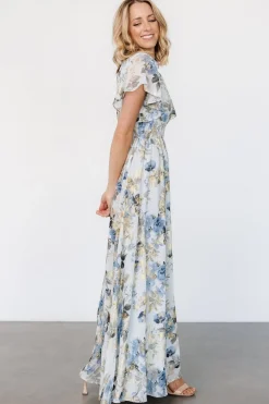 Baltic Born Lynlee Metallic Maxi Dress | Dusty Blue