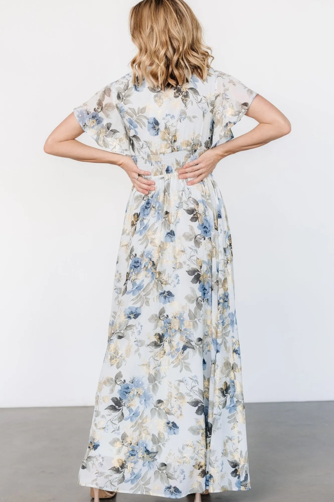 Baltic Born Lynlee Metallic Maxi Dress | Dusty Blue