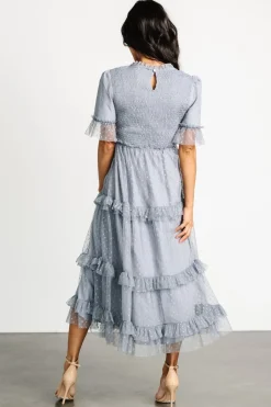 Baltic Born Lysandra Smocked Dot Dress | Dusty Slate