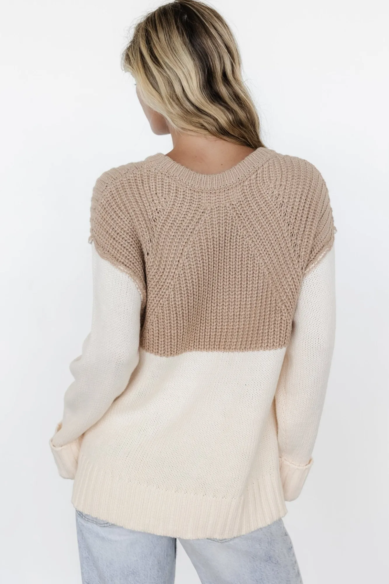 Baltic Born Mabel Cuffed Sweater | Cream + Taupe