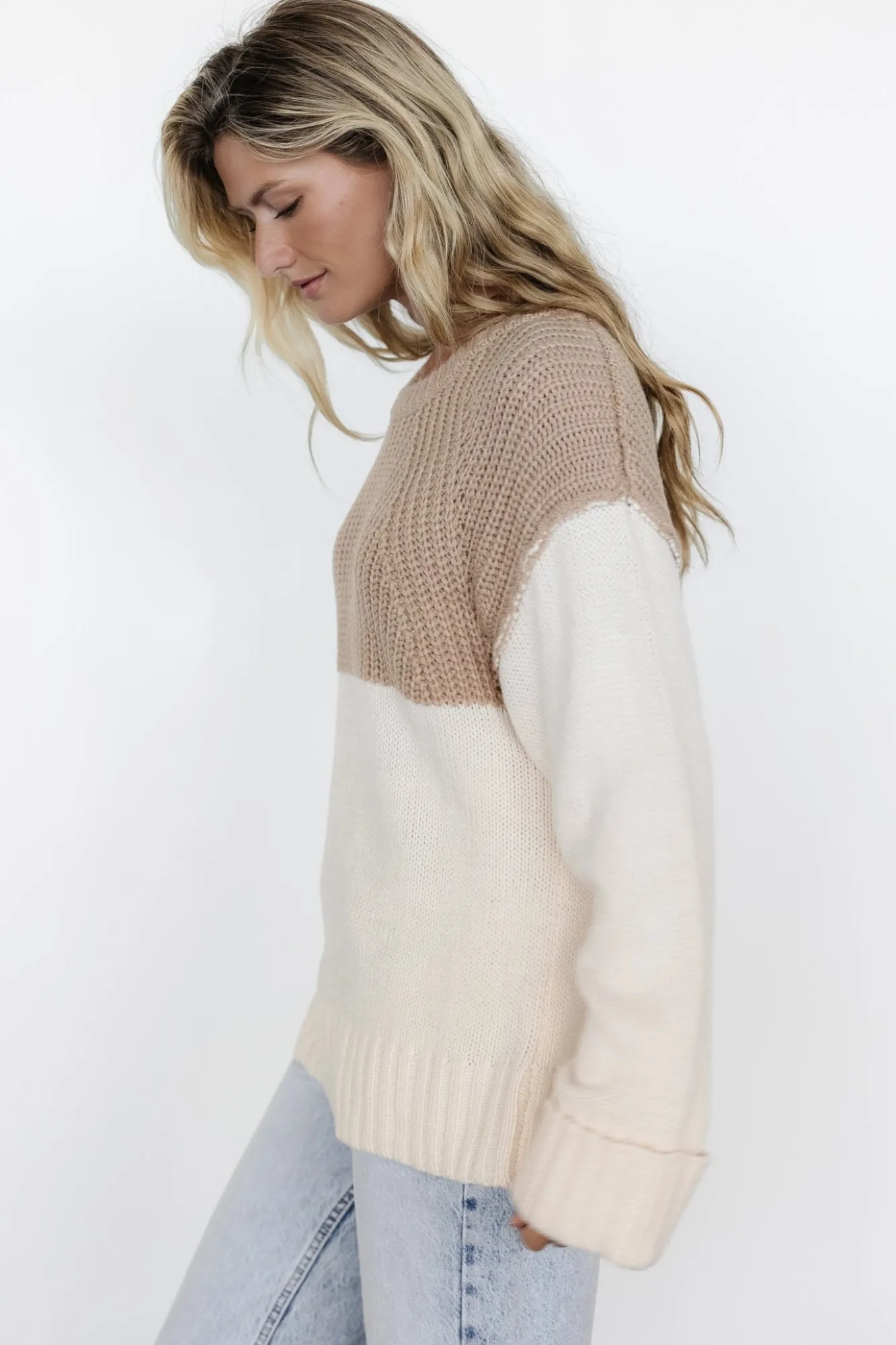 Baltic Born Mabel Cuffed Sweater | Cream + Taupe