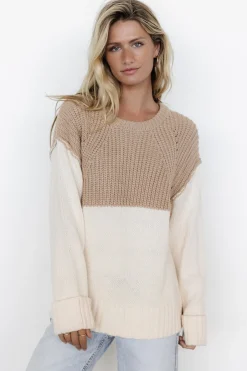 Baltic Born Mabel Cuffed Sweater | Cream + Taupe