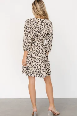 Baltic Born Maci Short Dress | Beige Print