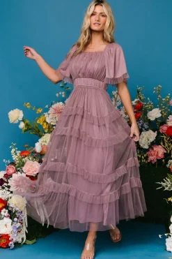 Baltic Born Magdalena Tulle Maxi Dress | Dusty Orchid