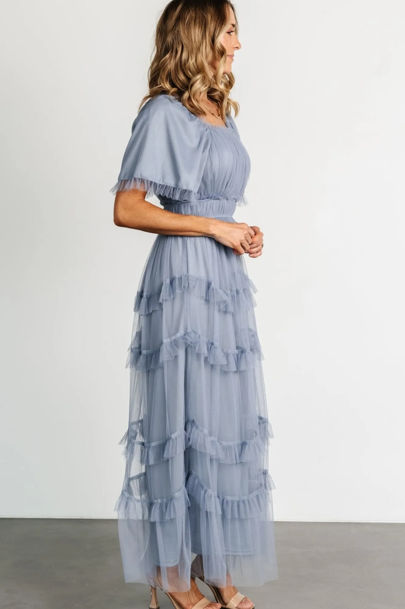 Baltic Born Magdalena Tulle Maxi Dress | Dusty Blue