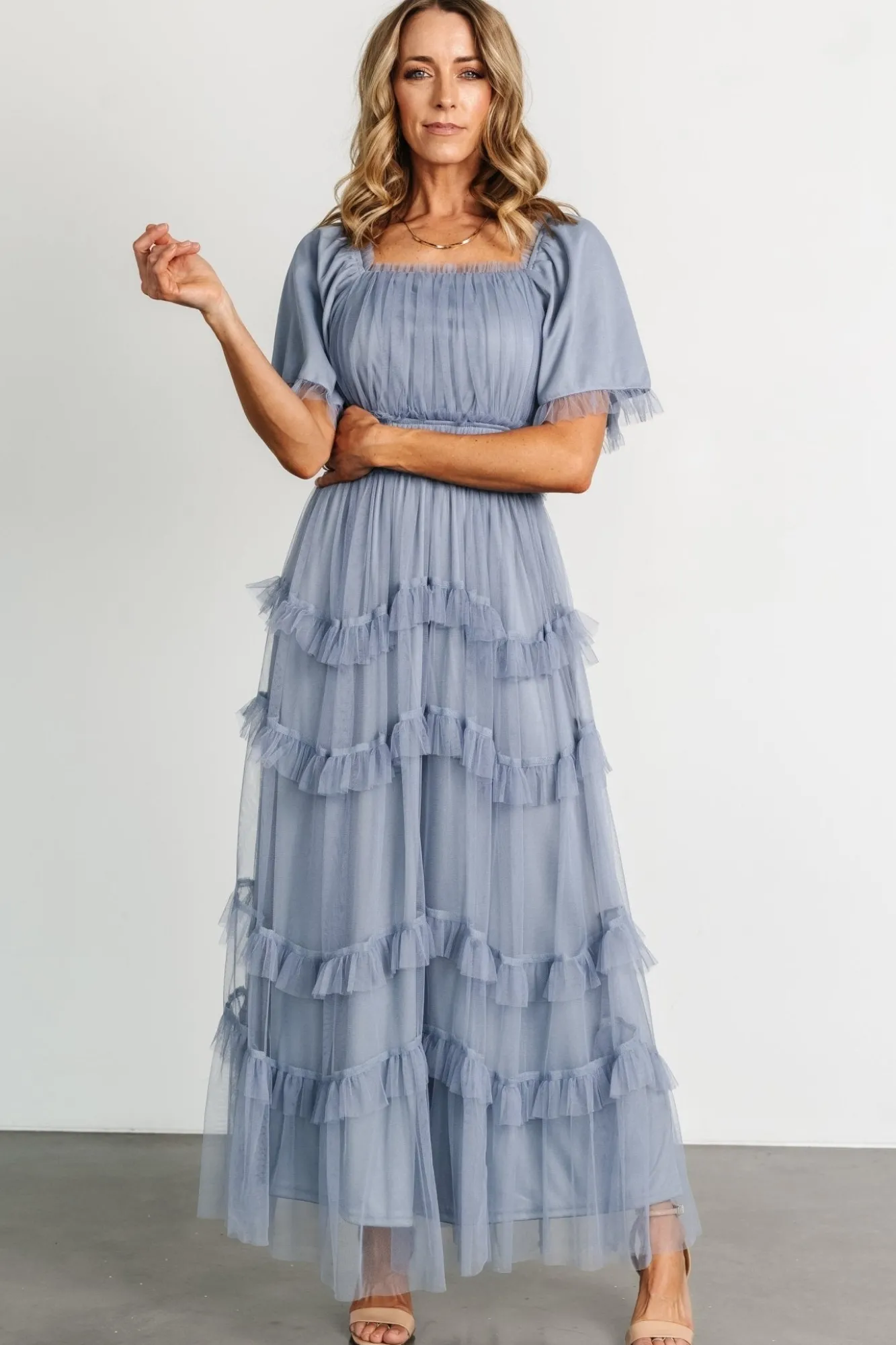 Baltic Born Magdalena Tulle Maxi Dress | Dusty Blue