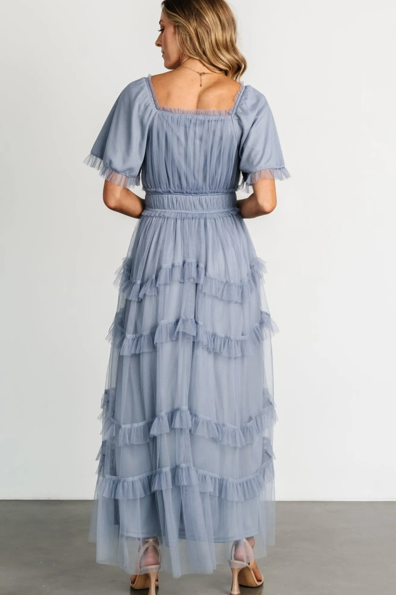 Baltic Born Magdalena Tulle Maxi Dress | Dusty Blue