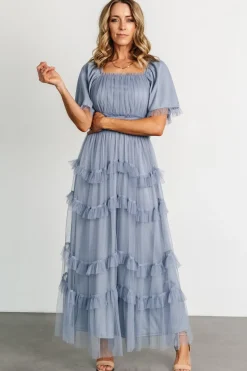 Baltic Born Magdalena Tulle Maxi Dress | Dusty Blue