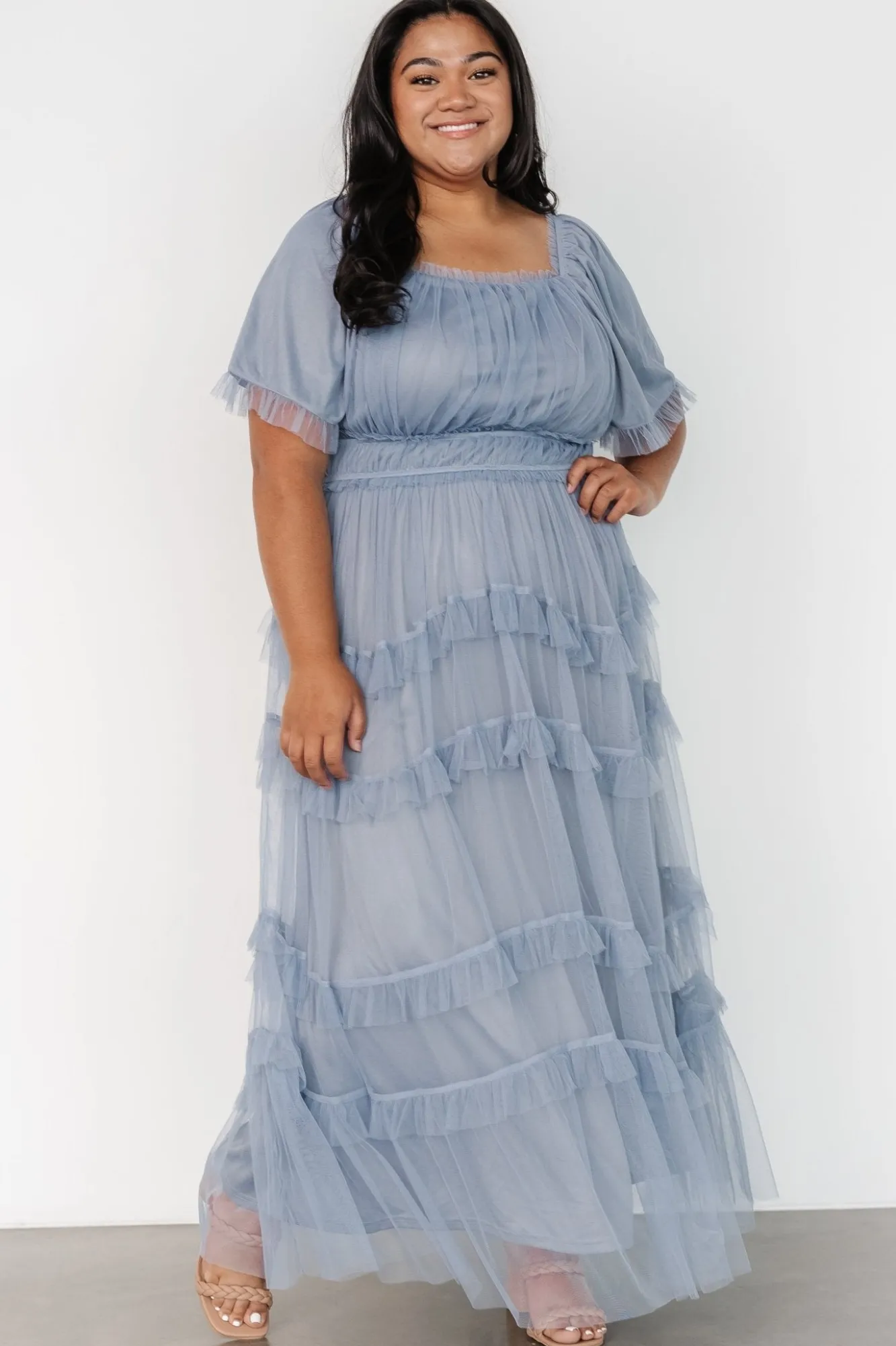 Baltic Born Magdalena Tulle Maxi Dress | Dusty Blue
