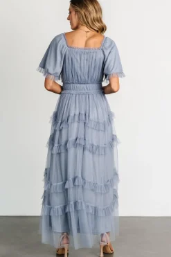 Baltic Born Magdalena Tulle Maxi Dress | Dusty Blue