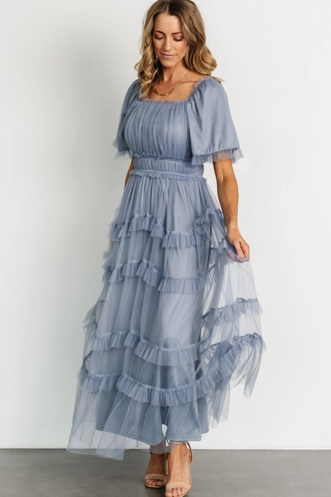 Baltic Born Magdalena Tulle Maxi Dress | Dusty Blue