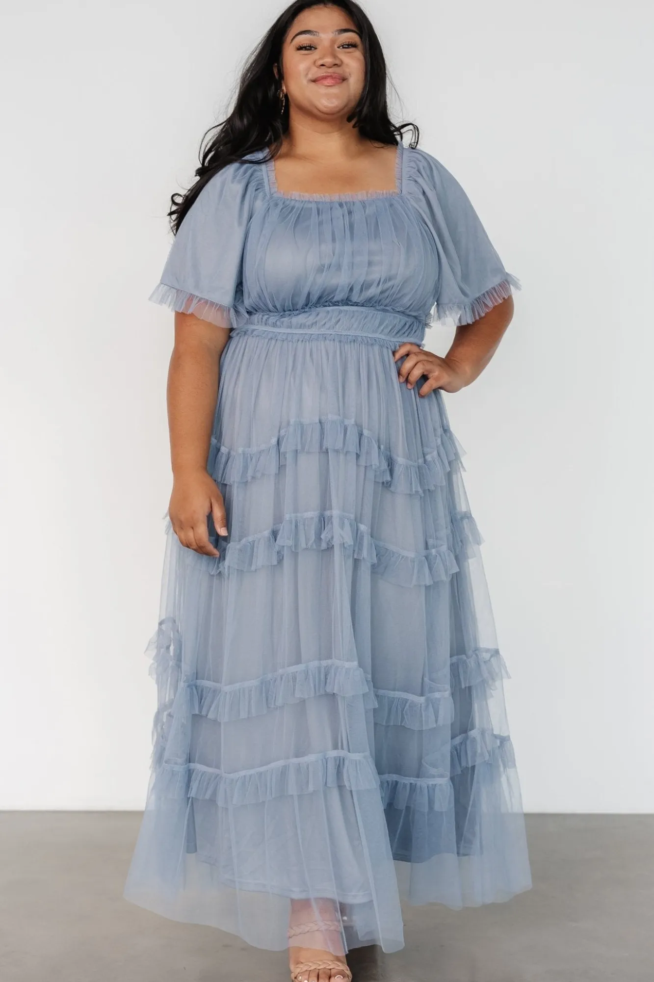 Baltic Born Magdalena Tulle Maxi Dress | Dusty Blue