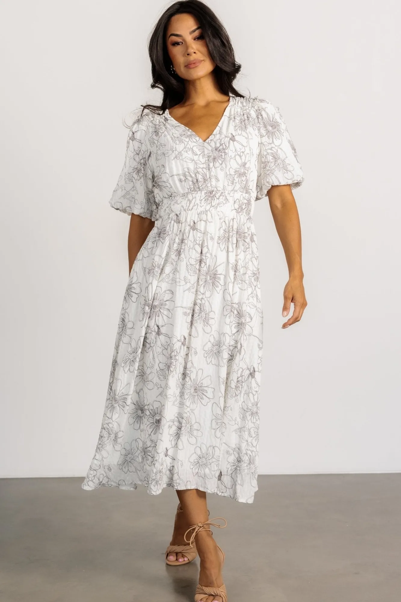 Baltic Born Makenna Midi Dress | Off White Print