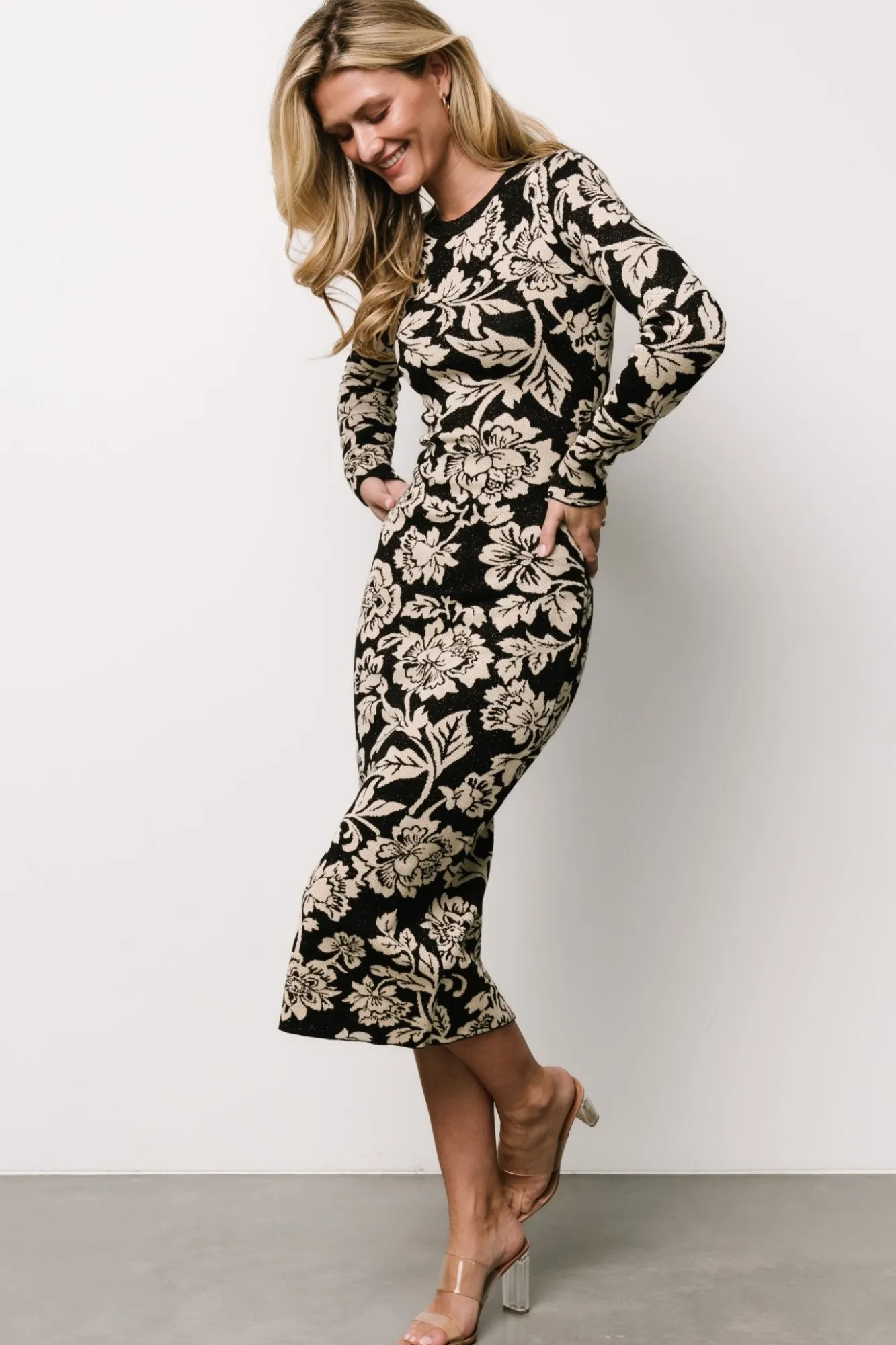 Baltic Born Marci Sweater Dress | Black + Ivory Floral