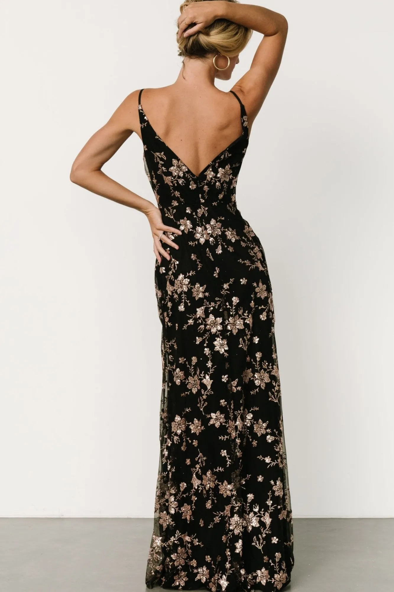 Baltic Born Marcia Sparkle Gown | Black + Rose Gold