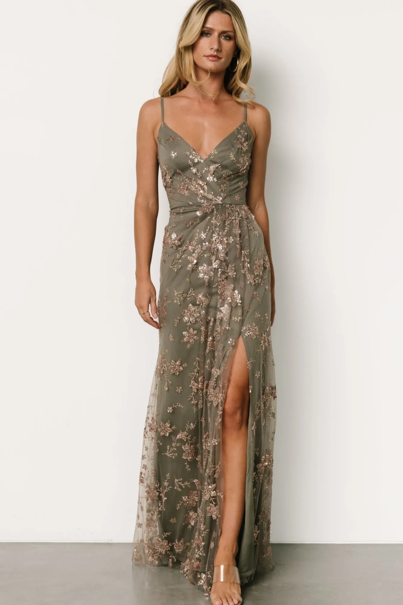 Baltic Born Marcia Sparkle Gown | Eucalyptus + Rose Gold
