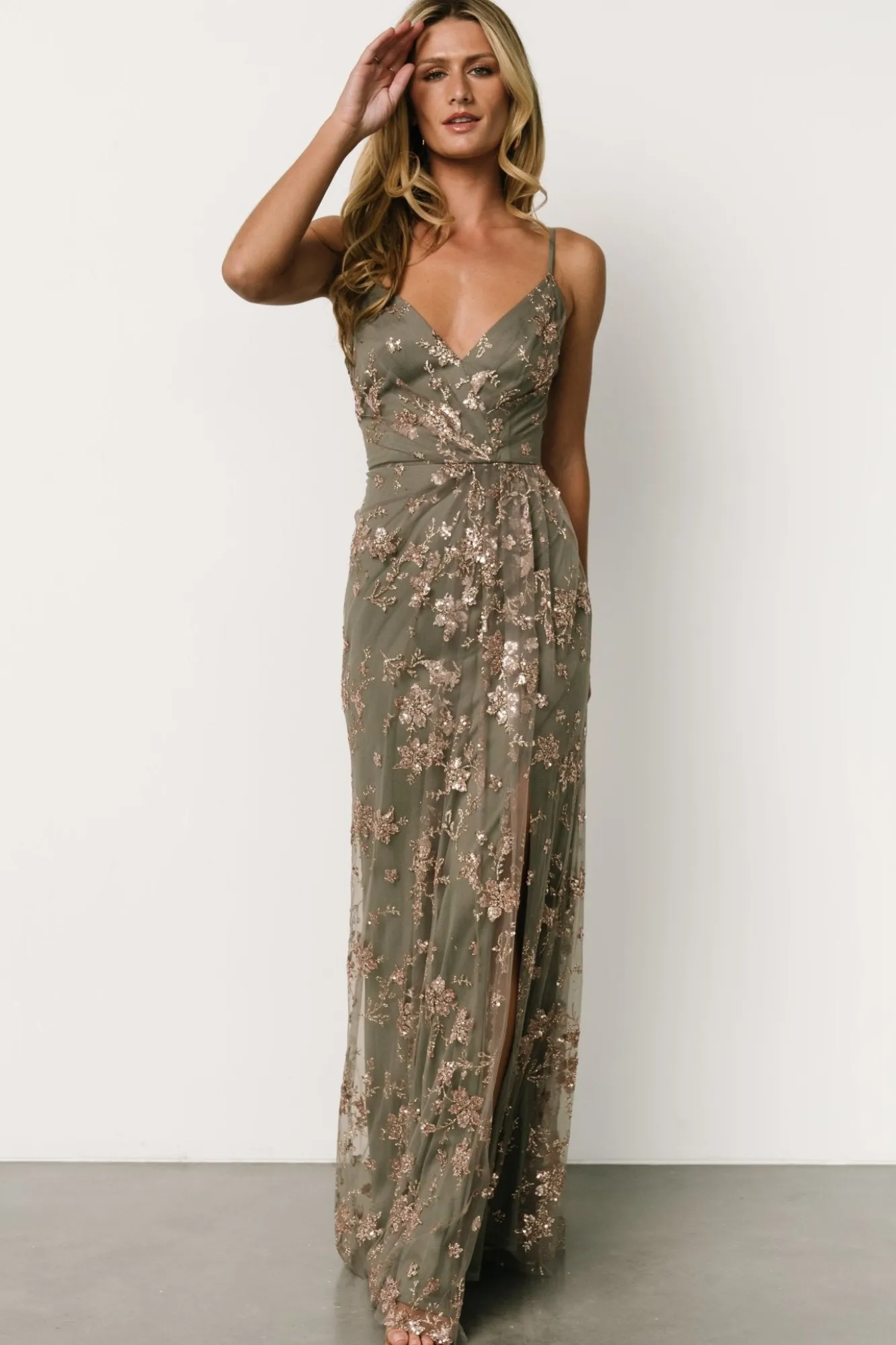Baltic Born Marcia Sparkle Gown | Eucalyptus + Rose Gold