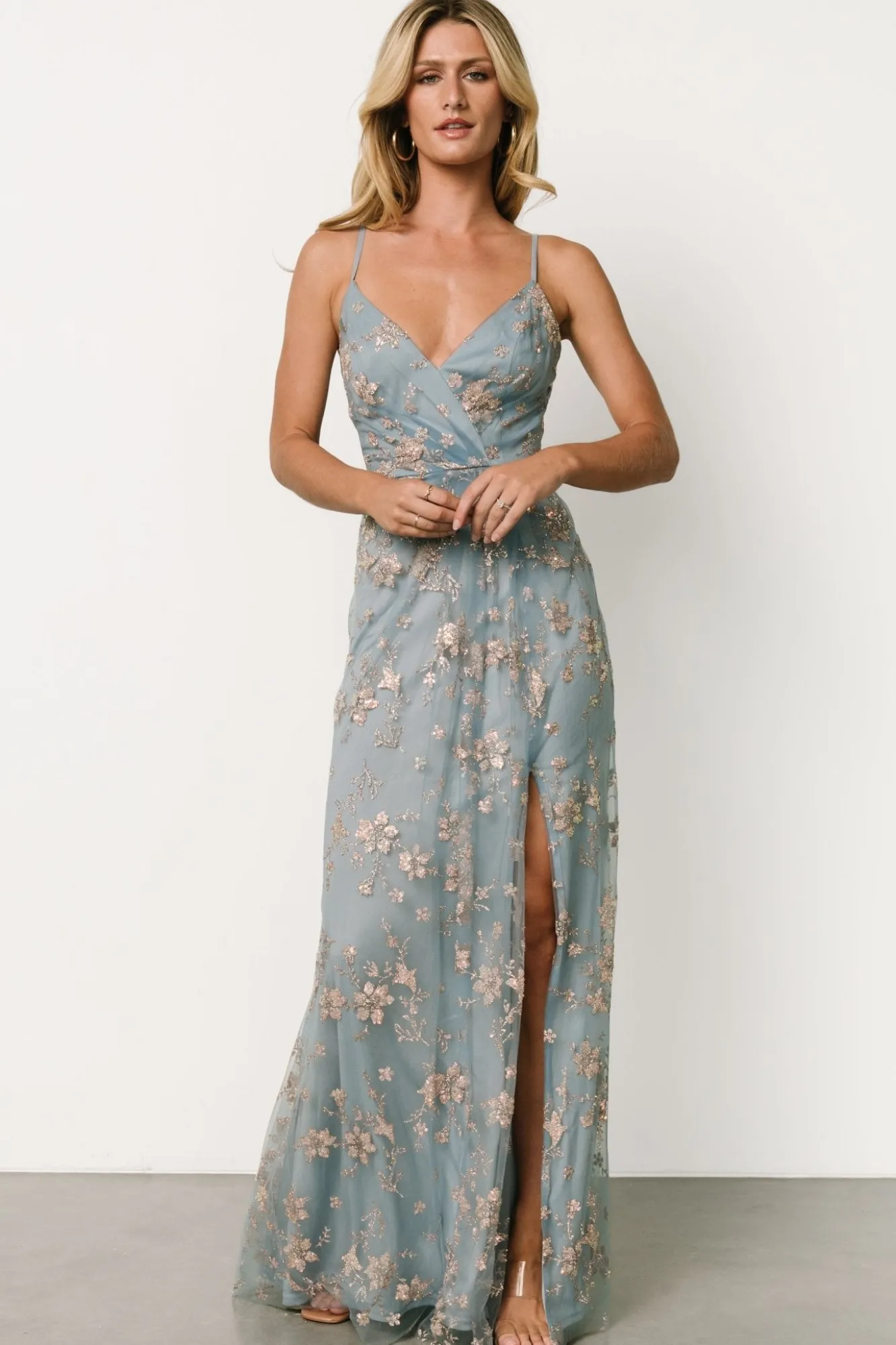 Baltic Born Marcia Sparkle Gown | Light Blue + Rose Gold